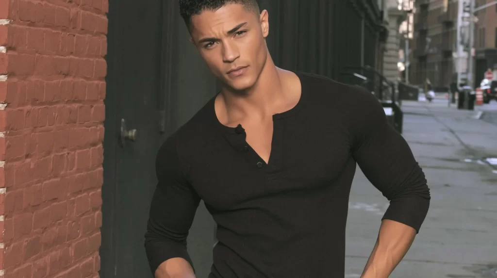 Confident man embodying attractive masculine qualities in urban NYC setting