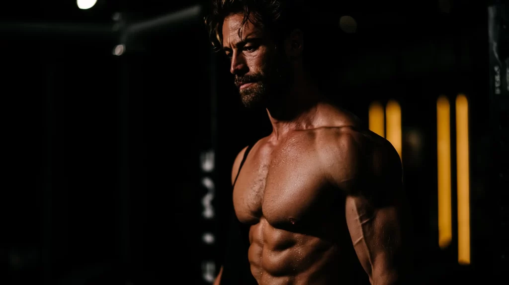 Fit man training with weights demonstrating physical fitness and discipline